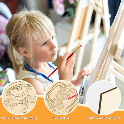 COCHIE 10PCS Large Thanksgiving Unfinished Wood Crafts to Paint for Adults Kids, Bulk Predrilled Wooden Ornaments for Painting, Pumpkin Scarecrow Paintable Wood Slices Craft Supplies with Ropes
