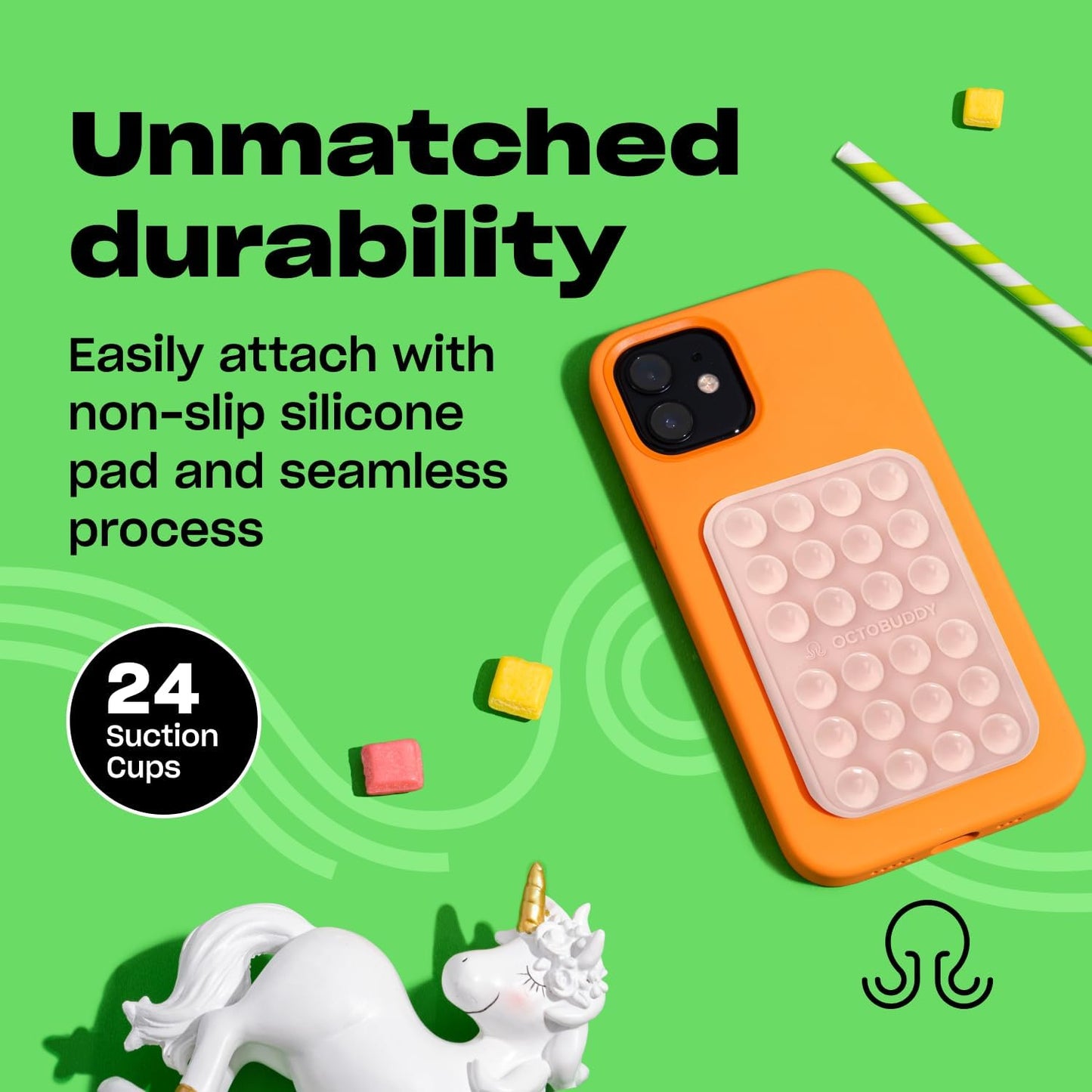 Classic - Silicone Suction Phone Case Adhesive Mount - Hands-Free, Strong Grip Holder for Selfies and Videos - iPhone and Android Compatible - 2.25″ x 3.25″, Chalk Pink