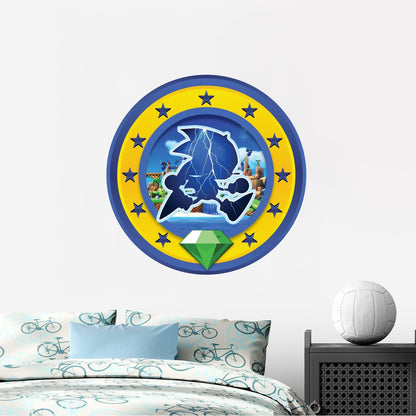 Speed Hero Wall Decal – Removable Vinyl Wall Art with Chaos Emerald Design – Gaming Room, Bedroom & Playroom Decor (Electric Hero)