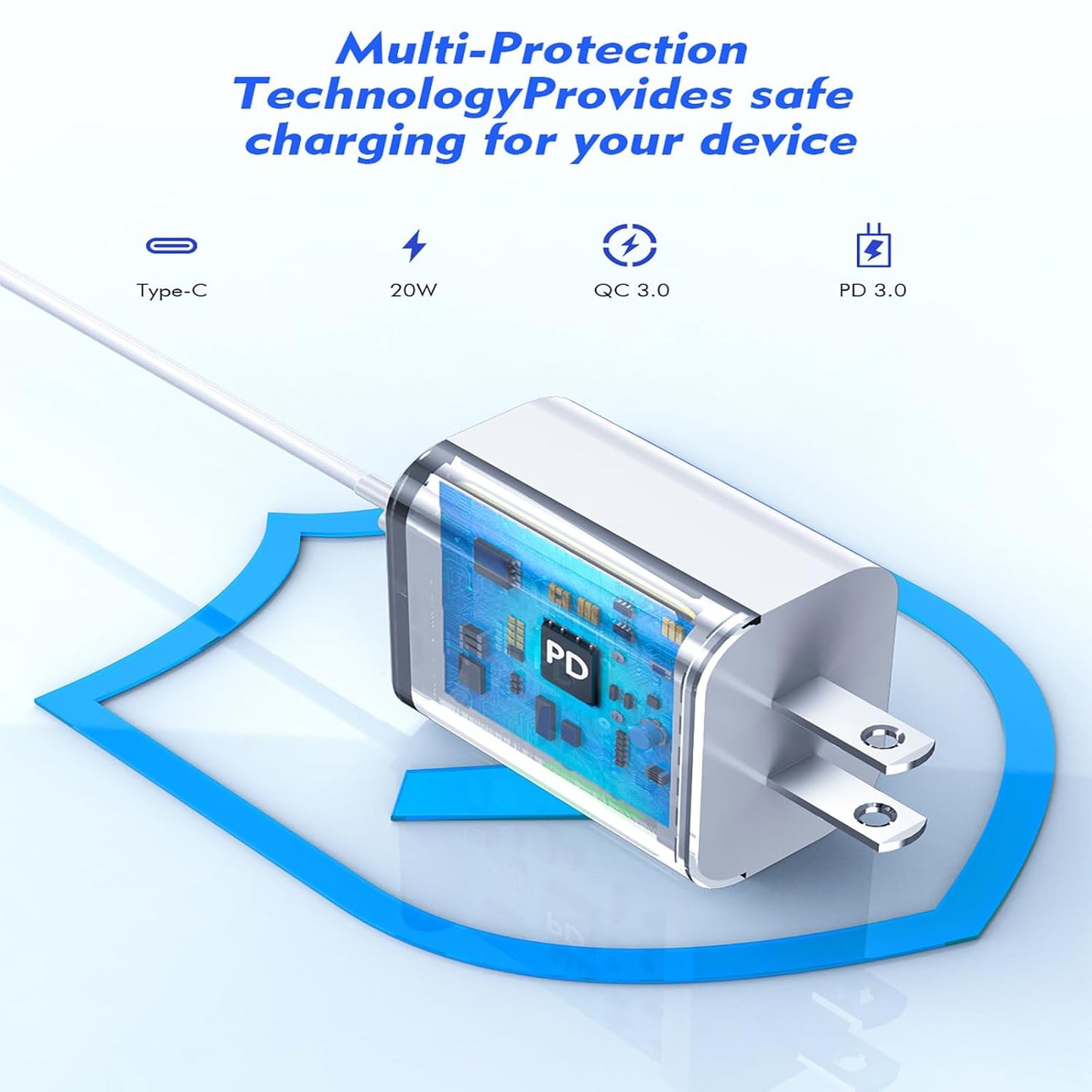 [Apple MFi Certified] Fast iPhone Charger,2Pack 20W USB C Wall Charger Block i Phone Charge Plug + Lightning Quick Charging Cable Cord for Apple iPhone 14/Pro/Pro Max/Plus/13/12/11/XS/XR/X/SE2022/iPad