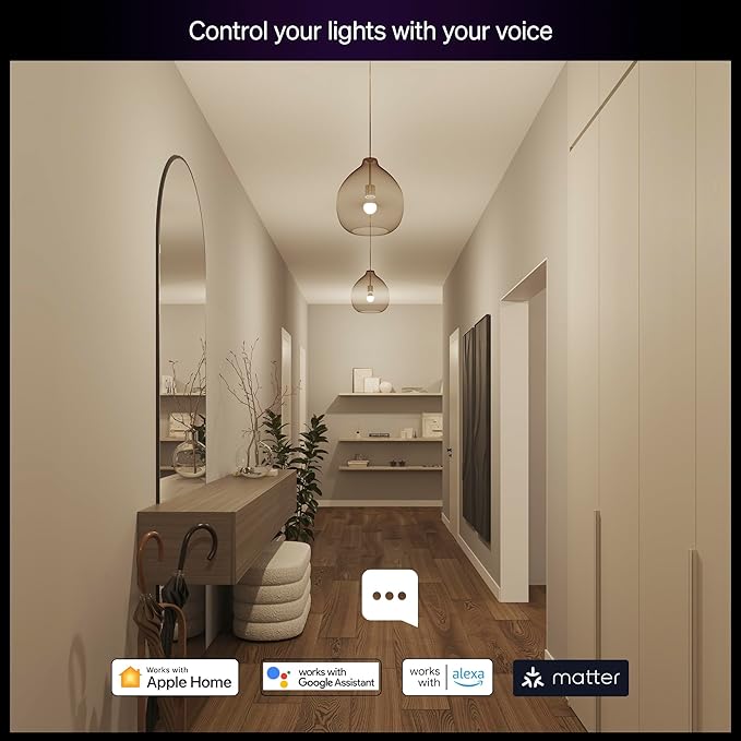 Philips Hue Essential Smart LED A19 Bulb, White and Color Ambiance, E26 Base, 8.8W, 2200K-6500K, 800 Lumens, Dimmable, Works with Alexa, Google, and Apple Home, 4-Pack