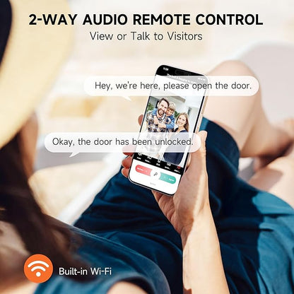 Keyless Entry Door Lock with Camera Fingerprint Smart Door Lock with App Remote Control, Wi-Fi Connected Electronic Keypad Code Deadbolt Auto Unlock for Front Door