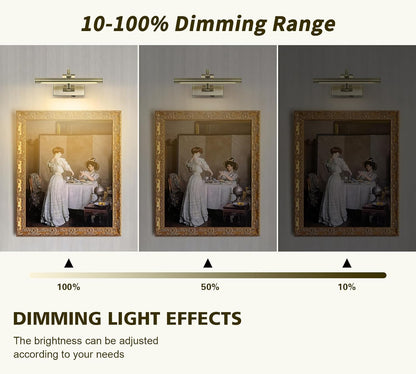 Wireless Picture Lights Rechargeable Gallery Lighting Battery Picture Frame Light with Remote and Timer, Adjustable Art Light for Paintings, Portraits, Antique Bronze Finish 12'' Inch 2W 2700K