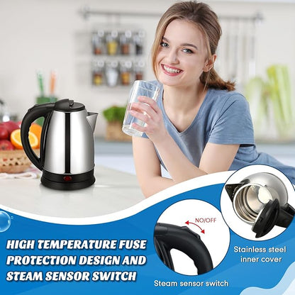Baquler 2 Pcs 2L Electric Kettle Stainless Steel Hot Water Kettle with Auto Shut off and Boil Dry Protection Tech Electric Hot Water Pot Fast Boil for Coffee Tea Beverages