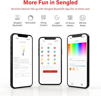 Sengled Alexa Light Bulb, S1 Auto Pairing with Alexa Devices, Warm Light Bulbs, Smart Light Bulbs That Compatible with Alexa, Bluetooth Mesh Smart Home Lighting, 60W Equivalent, E26, 800LM, 8-Pack