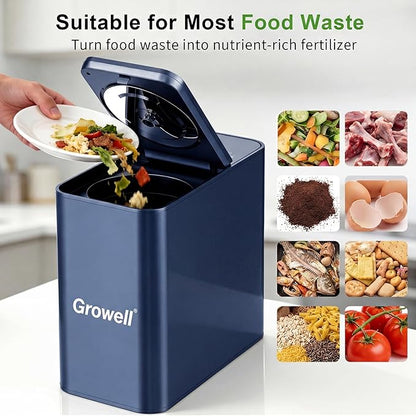 Electric Composter for Kitchen, 3.2L Countertop Compost Bin with Strong Brushless Motor(2X Longer Lifespan), Quiet & Odorless, Indoor Food Waste Composter with LED Display, Auto-Cleaning, EC04