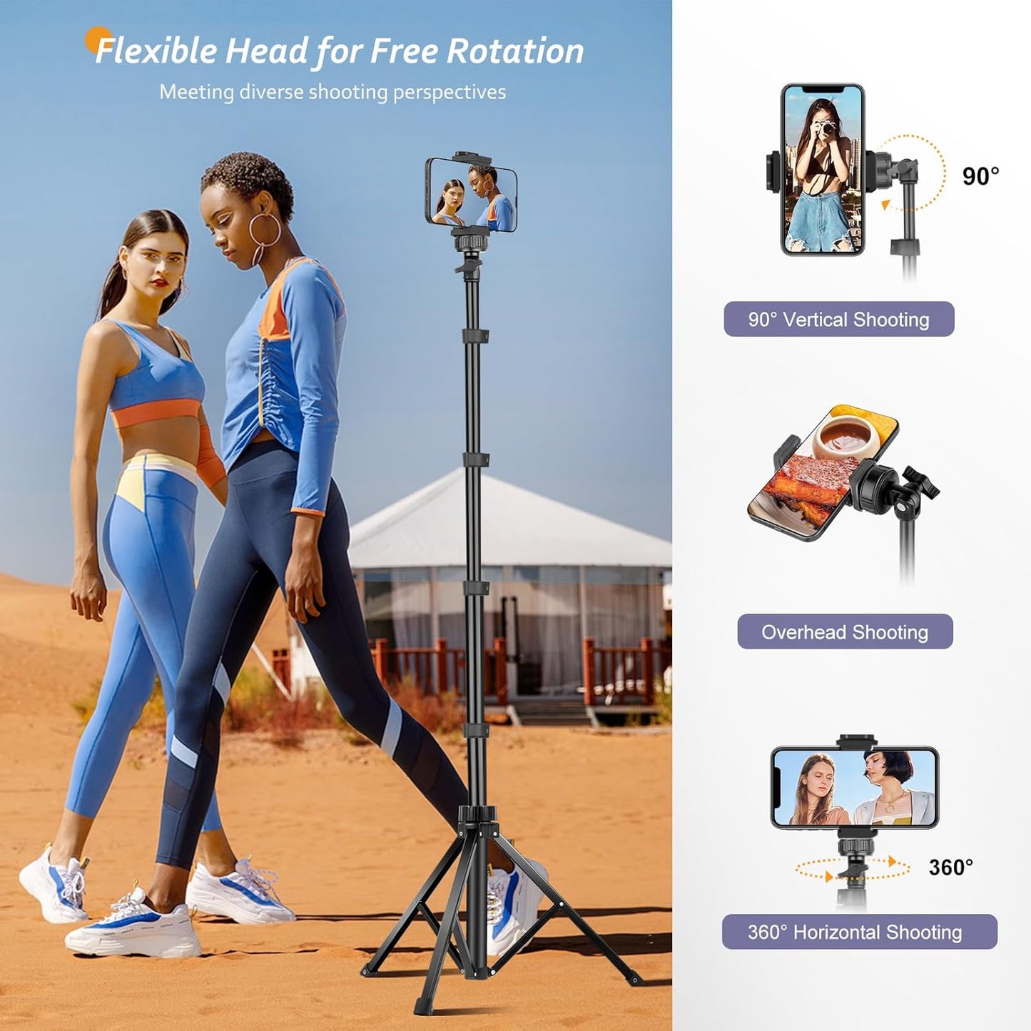 Aureday 62" Phone Tripod Accessory Kits, Camera & Cell Phone Tripod Stand with Wireless Remote and Universal Tripod Head Mount, Perfect for Selfies/Video Recording/Vlogging/Live Streaming