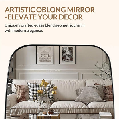 ANDY STAR Brushed Nickel Bathroom Mirror, 30x40” Oblong Mirror with Stainless Steel Metal Frame, Silver Oval Vanity Mirror for Over Sink, Modern Anti Rust Wall Mounted
