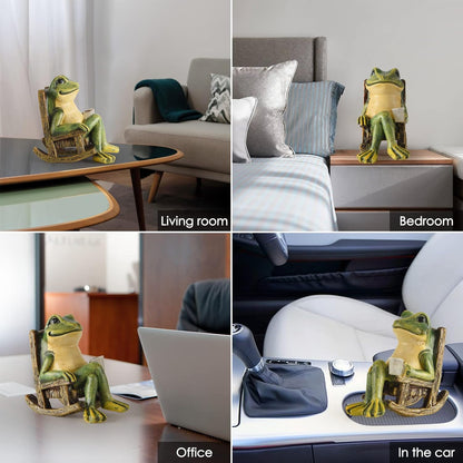 Miniature Frog Garden Statue Gifts Fall Halloween Decorations Fairy Garden Accessories Outdoor Lights Solar Garden Frog Decor Art Housewarming Gift for Patio,Yard,Lawn Ornament,3.89"x2.36"x3.93