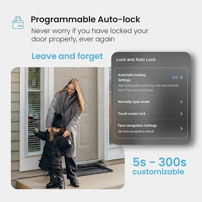 Lockly Secure Plus, Keyless Entry Door Lock, Smart Locks for Front Door, Smart Lock Deadbolt, PIN Genie® Keypad, 3D Biometric Fingerprint Sensor, Auto Lock Smart Door Lock