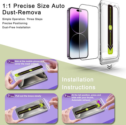 [2-Pack Ultra HD Clear Screen Protector for iPhone 14 Pro Max/15 Plus/16 Plus (6.7-Inch),9H Tempered Glass,Full Coverage,Anti-Fingerprint,Auto Dust Removal,Bubble-Free,Easy Installation