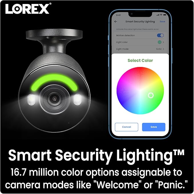 Lorex 4K Wired Security Camera – Outdoor & Indoor Add on PoE Wired Camera Surveillance System for Home & Business – Motion Detection & Smart Security Lighting, Color Night Vision