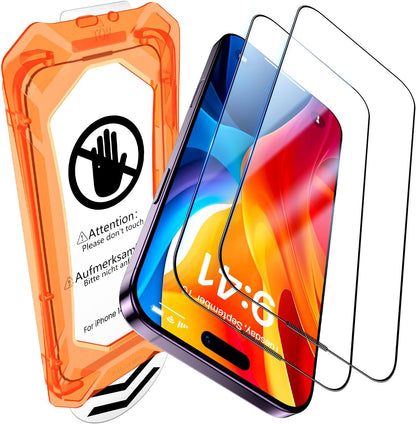 UniqueMe for iPhone 14 Pro Max Screen Protector - [Military Grade Shatterproof & 9H+ Hardness] Screen Protector 14 Pro Max Tempered Glass Full Coverage Protection, Easy Installation, 2 Packs