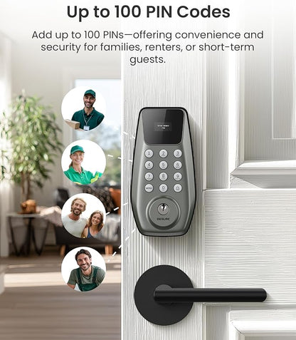 DESLOC C100 Keyless Entry Door Lock with Keypad, Smart Deadbolt Lock for Front Door with 2 Keys, Auto Lock, Easy Installation, 100 PIN Codes, IP54 Waterproof, BHMA Grade 3, Nickel
