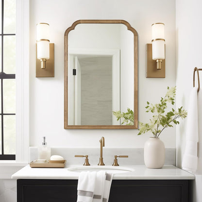 WallBeyond Wood Bathroom Mirrors for Wall Mounted, 24" x 36" Rustic Wood Frame Wall Mirrors Decorative for Living Room or Bedroom Vanity Mirror, Honey-Colored
