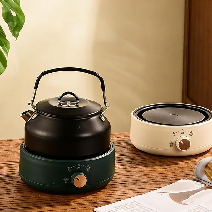 Electric Stove 500W Mini Electric Teapot Heater Stove 4.33in Glass Tea Maker Hot Plates Burner Countertop Stove for Ceramic Glass Kettle (Green)