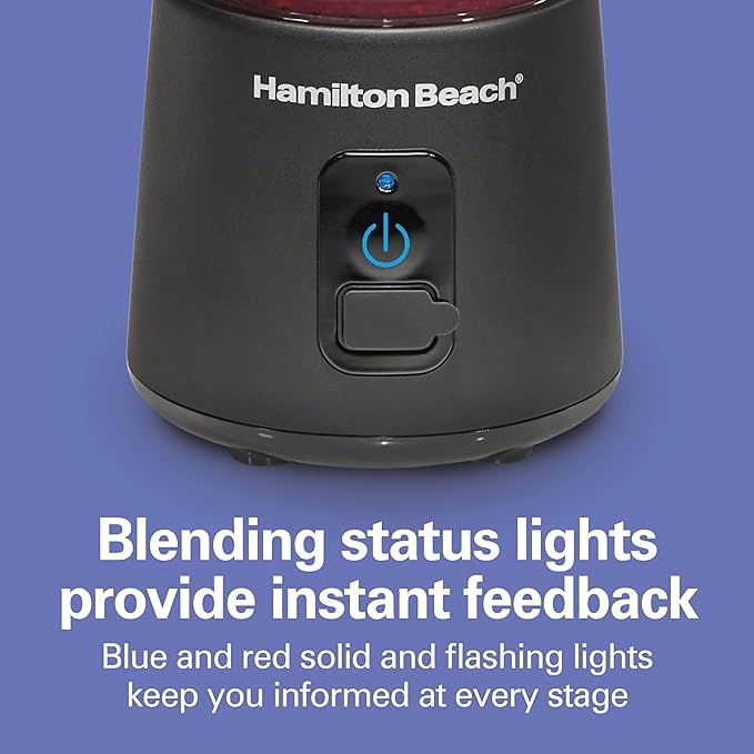 Hamilton Beach Mini Cordless Portable Personal Blender for Shakes and Smoothies, USB Rechargeable, 16 oz. Jar with Leakproof Travel Lid, 6 Stainless Steel Blades, Black (51180)