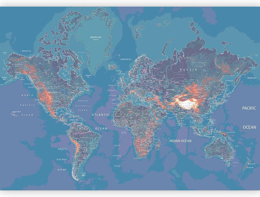 artgeist Wall Mural World Map 157x110 in - XXL Non-Woven Wallpaper Fleece Wall Decor Photo Print Picture Image Design Home Map of The World k-A-0061-a-d