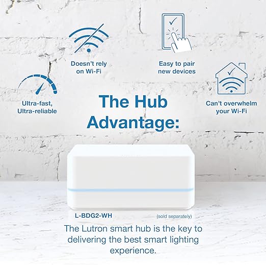 Lutron Claro Smart Light Switch for Caseta Lighting, for LED Lights, Fans, 5 Amp, Single-Pole/3-Way, Neutral Required, DVRF-5NSS-WH-2, White, 2 Pack