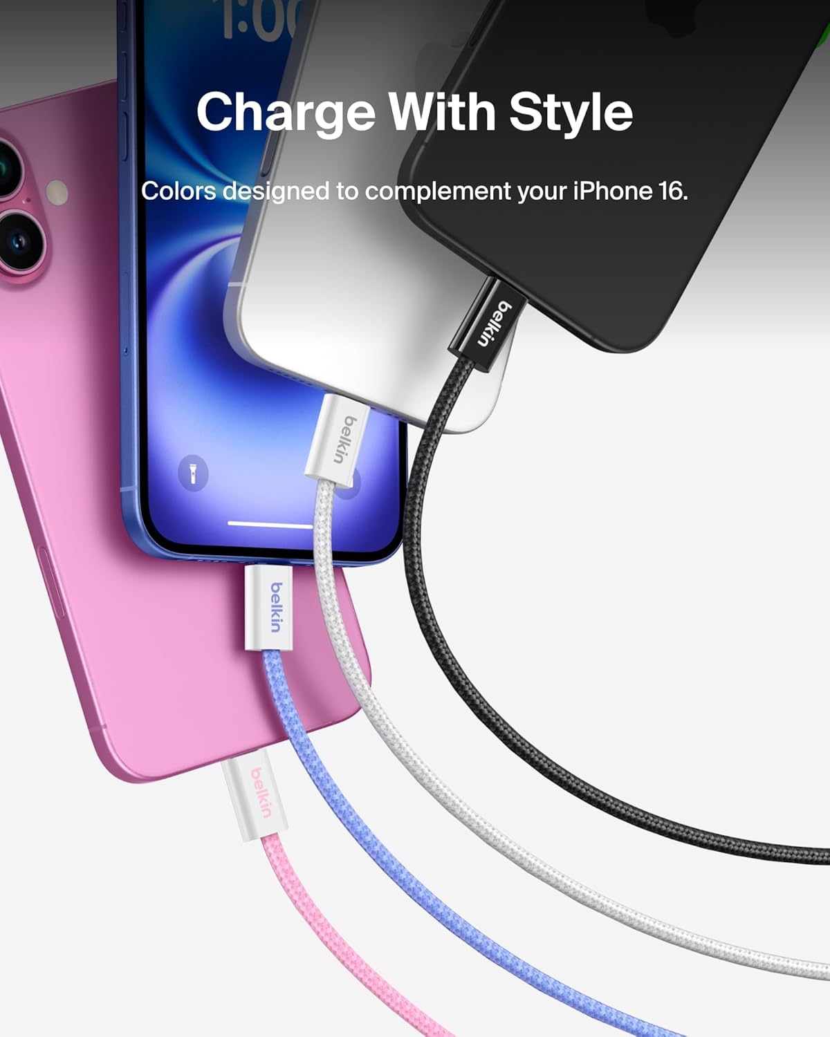 Belkin USB C to USB C Cable 2-Pack, 6.6ft, 60W - Type C Charger, iPhone Charger Cord, Soft, Braided, Flexible for iPhone 16, Galaxy S25, Pixel 9, Airpods, iPad Pro & More, Travel Essentials - Black