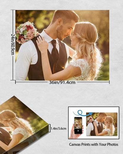 AbcCustomize Canvas Prints with Your Photos，Custom Canvas Wall Art for Bedroom, Living Room, Farmhouse Decor，Personalized Gifts Canvas Prints for Family，Friend，Lover，Pet