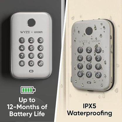 Wyze Auto-Lock Bolt, Fingerprint Keyless Entry Door Smart Bluetooth Deadbolt Replacement, Backlit Keypad, IPX5 Weatherproof, in-App History and Scheduled Access, BHMA, UL 20-Min Fire Rated
