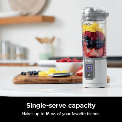 Ninja Blast 16 oz. Personal Portable Blender with Leak Proof Lid and Easy Sip Spout, Perfect for Smoothies, Cordless, USB-C Rechargeable, Dishwasher Safe Parts (Renewed) (White)