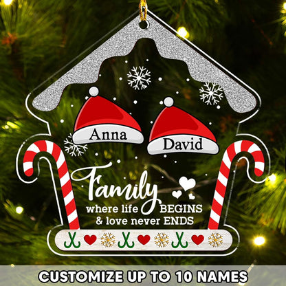 Personalized Chrismas Ornament 2025 - Love Never Ends, Custom Name Charms Family Members up to 10 People, for Family, Friends, and Loved Ones