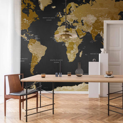 artgeist Wall Mural World Map 154x110 in - XXL Peel and Stick Self-Adhesive Wallpaper Removable Large Sticker Foil Wall Decor Print Picture Image Design Map of The World k-A-0092-a-a