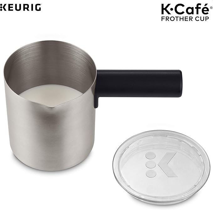 Keurig K-Mini Single Serve Coffee Maker, Black & Works Non-Dairy Milk, Hot and Cold Frothing, Compatible K-Café Coffee Makers Only,34 ounce, Charcoal Frother