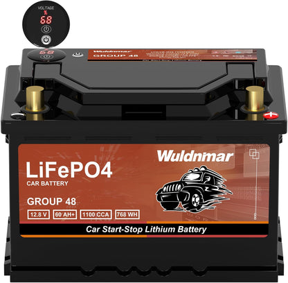 LiFePO4 Lithium Start-Stop Car Battery - 12V 60Ah, Fast Charging, Reliable Power for Modern Vehicles