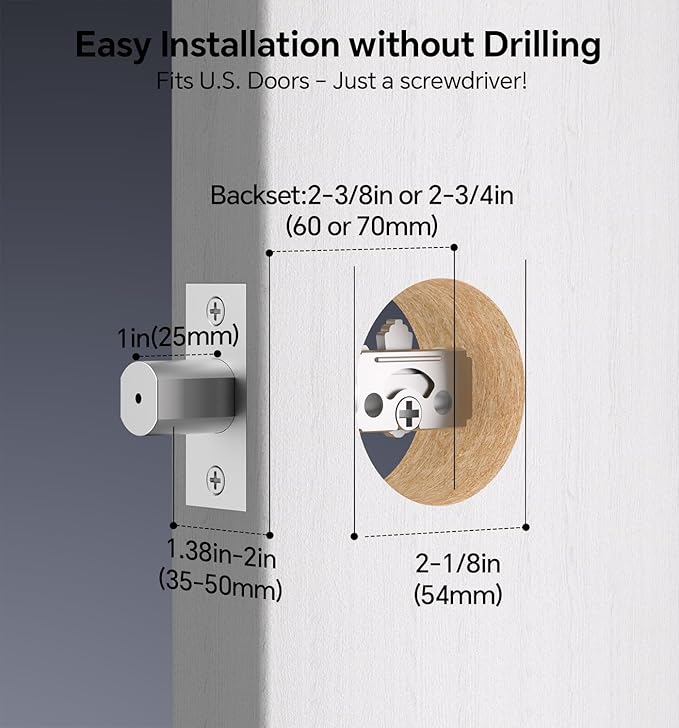 Keyless Entry Keypad Deadbolt with Handle Set, Smart Lock, Auto-Lock + One-Touch Lock, 100 Codes + Easy Install, Ideal for Airbnb/Homes/Offices, Fits U.S. Standard Front Doors, Satin Nickel
