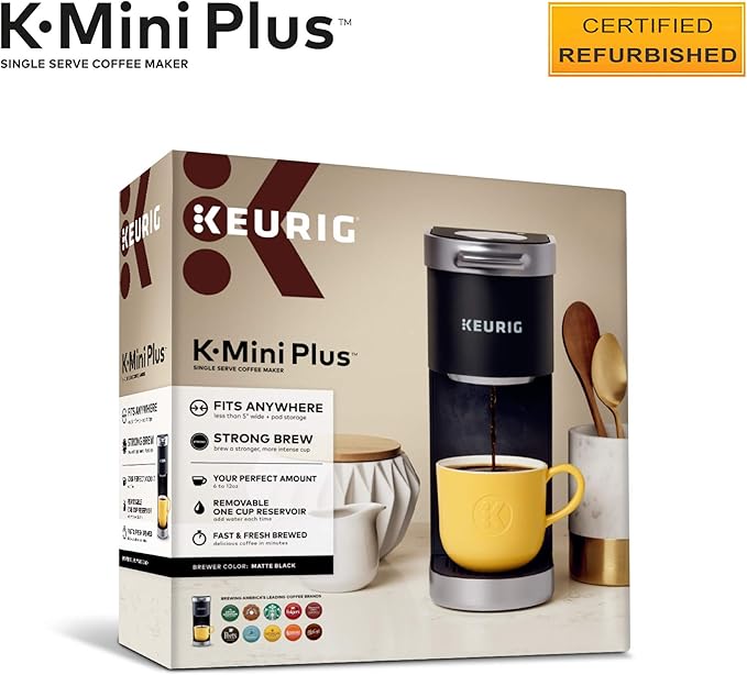 Keurig K-Mini Plus Coffee Maker, Certified Refurbished, Black (Renewed)
