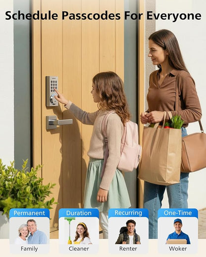 Philips WiFi Smart Door Lock with Handle, Built-in WiFi App Remote Control, Keyless Entry Door Locks for Front Door, Smart Deadbolt Auto Lock, Support Alexa & Google, IP54 Waterproof, Satin Nickel