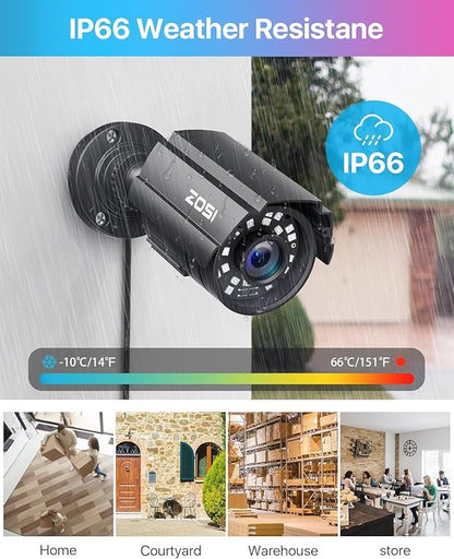ZOSI 3K Lite 8CH Security Camera System with AI Human/Vehicle Detection, 8pcs 1920TVL 1080p Night Vision Outdoor Indoor Metal Cameras, H.265+ 8Channel DVR with 1TB Hard Drive for Home 24/7 Recording