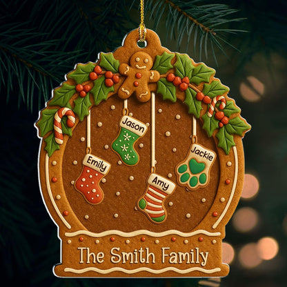 Personalized Family Ornament Christmas Cookies Style - Custom Stockings and Names Acrylic Ornament Gift Stocking Stuffers White Elephant Ideas (5)