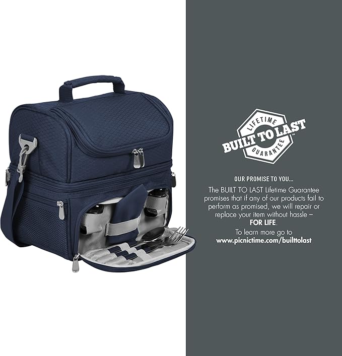 PICNIC TIME Star Wars Mandalorian Grogu Pranzo Insulated Lunch Box, Soft Sided Cooler Bag with Utensil Set, Dual Compartment Lunch Tote, (Navy Blue)