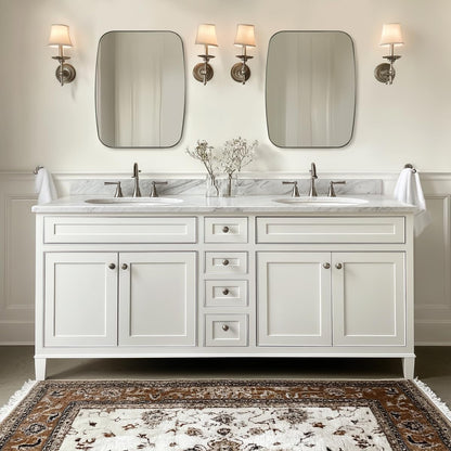 ANDY STAR Brushed Nickel Mirror, 28x36 Inch Stainless Steel Metal Frame Oblong Bathroom Mirror for Vanity, 1’’ Deep Wall Mounted Vertically/Horizontal