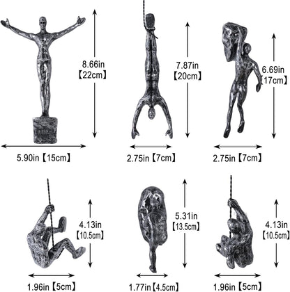 Set of 6 Climbing Men Wall Art Decor Sculpture,Nordic Modern Simplicity Decorative Wall Art, Climbing Man Sculptures,Home & Office Climber Gifts
