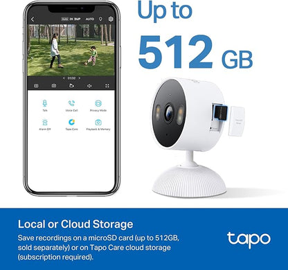 Tapo 2K Indoor/Outdoor Wired Security Camera - Works as a Baby Monitor & Pet Camera, Person/Motion/Baby Cry Detection, 2-Way Audio, Siren, Subscription-Free SD Storage or Optional Cloud, C113 (2-Pack)