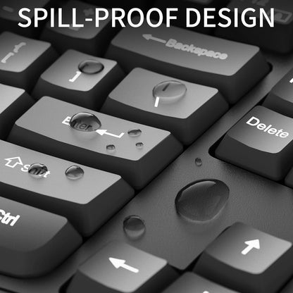 Ergonomic Keyboard, Wired Computer USB Keyboard with Wrist Rest, Spill-Resistant, Wave Keys for Natural Typing, Compatible with Windows/PC/Laptop(Black)