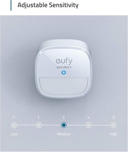 eufy Security Motion Sensor, Home Alarm System, 100° Coverage, 30 ft Detection Range, 2-Year Battery Life, Adjustable Sensitivity, HomeBase Required, Optional 24/7 Protection Service, Home Security