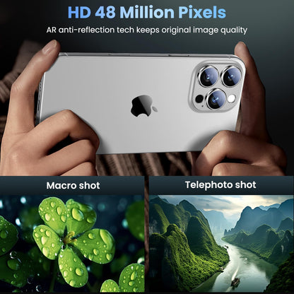 Uyiton Compatible with iPhone 16 Pro/iPhone 16 Pro Max Camera Lens Protector - [Not Easy to Break][Strong Adsorption][Case-Friendly] Metal Tempered Glass Rear Camera Screen Cover - White Titanium