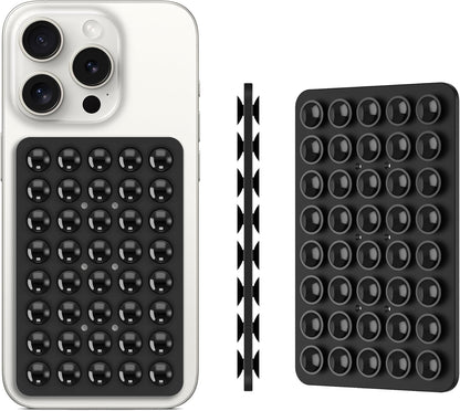 Silicone Double Sided Suction Phone Case Mount, Detachable Hands Free & Strong Grip Holder for Selfies & Videos, Compatible iPhone Android (Black, 1Pack)