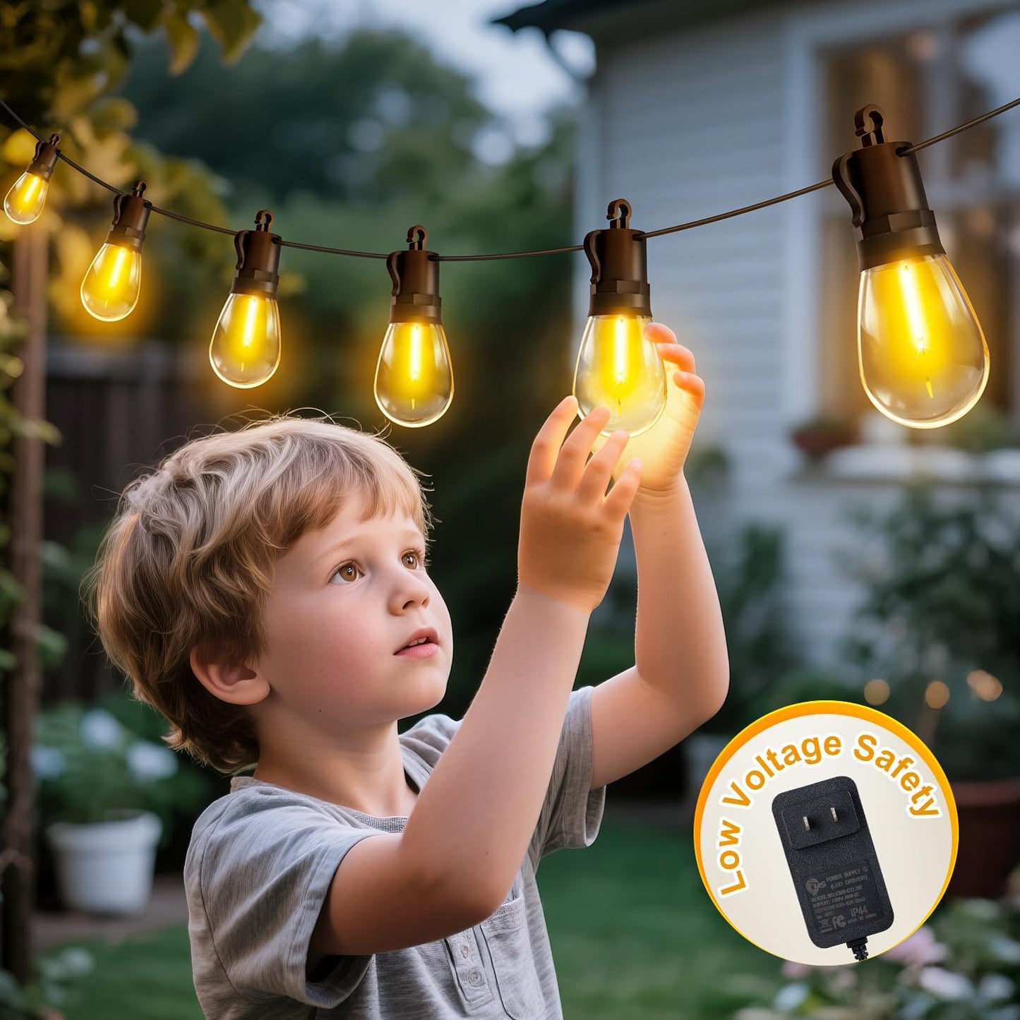 Outdoor String Lights Patio LED Light Outside - 30M 28+2 S14 LED 100ft Porch Lighting IP65 Waterproof