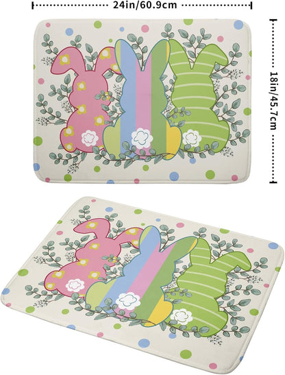 Easter Dish Drying Mat for Kitchen Counter Cute Bunny Rabbit Festival Holiday Seasonal Absorbent Reversible Microfiber Kitchen Countertop Protector Dishes Pad Large 18x24 inch