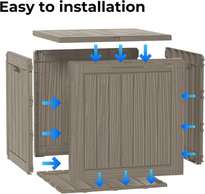 30 Gallon Double-Wall Resin Deck Box - Lockable Waterproof Outdoor Storage Box, 515bs Capacity & Doubles as Seating for Patio Furniture - Garden Tools, Pool Accessories (Brown)