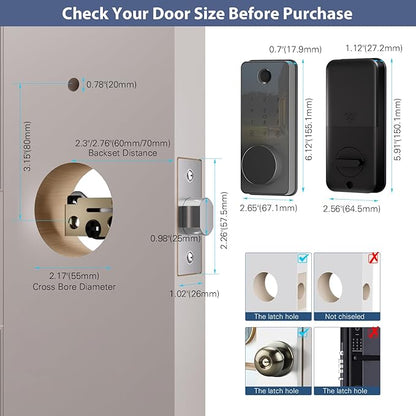 Fingerprint Door Lock, Biquole Keyless Entry Door Lock, Smart Lock with App Control, Electronic Keypad Deadbolt, Auto & One Touch Lock | Digital Smart Door Locks | Easy Installation | IP54 Waterproof