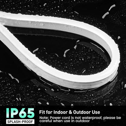 GZBtech Flexible LED Neon Rope Lights 33FT,AC 110-120V Waterproof Strip Light, 120 LEDs/M Cuttable Connectable Neon Lighting for Indoor Outdoor Home Decor/Commercial Building Use-Cold White 10M