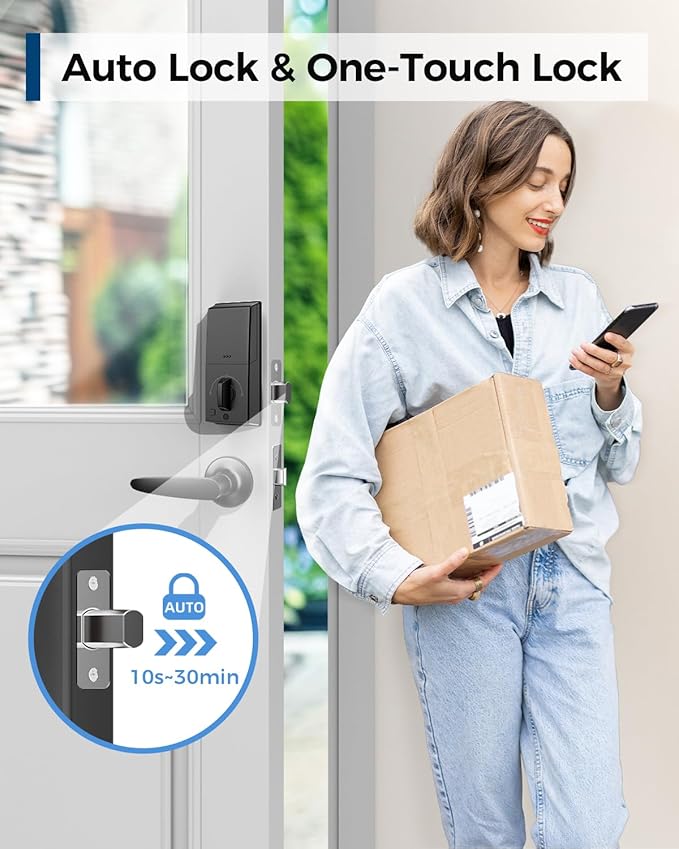 Keyless Entry Door Lock, Smart Deadbolt Lock with Handleset D180 & D280 (Fingerprint & Leveler)